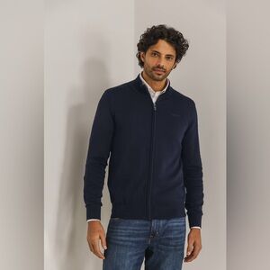 State Of Art Men's Classic Navy Zip-Up Cardigan Sweater